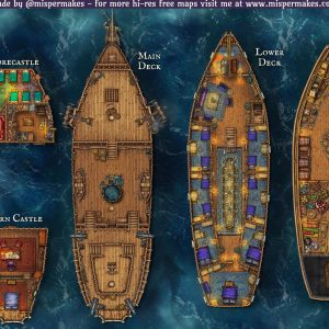 Merchant Ship - 2k HI-RES Battlemap - 4 layers of nautical fun!
