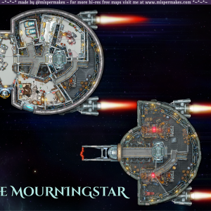 Spaceship - 4k HI-RES Battlemap - with and without text - includes vehicle statblock