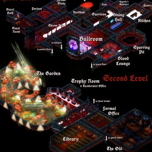 Castle Demimonde Isometric Overmap - 4k HI-RES isometric map - a four level vampyr castle